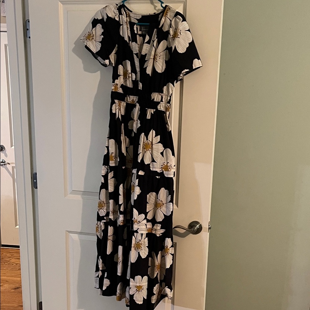 Floral Black and White Maxi Dress